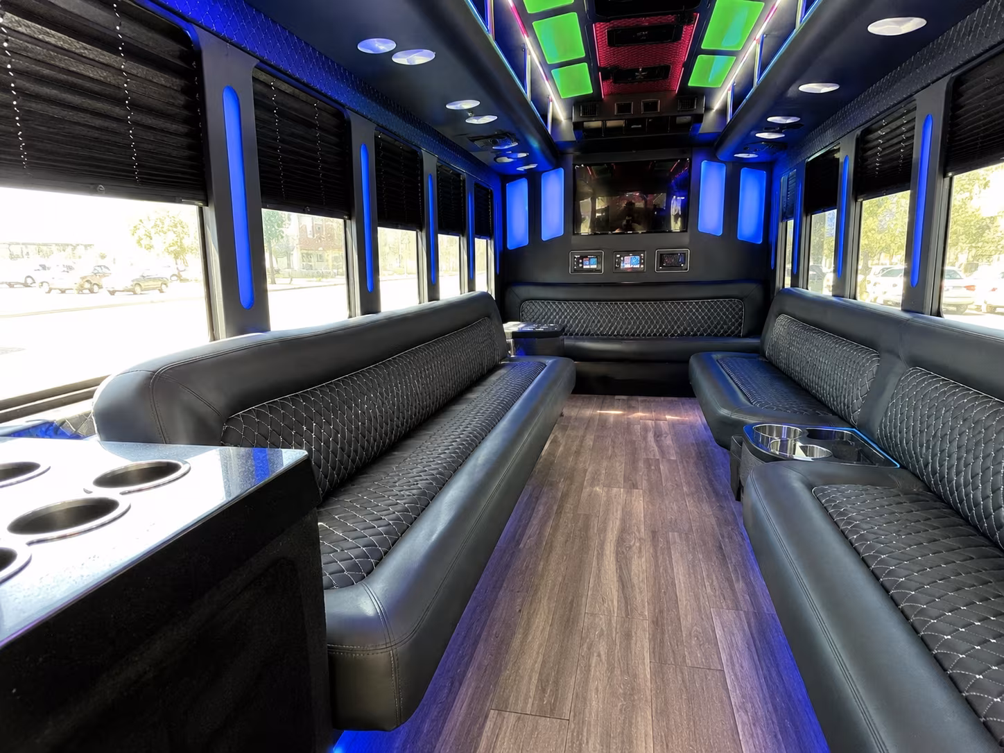 bowie 15 passenger party bus inside