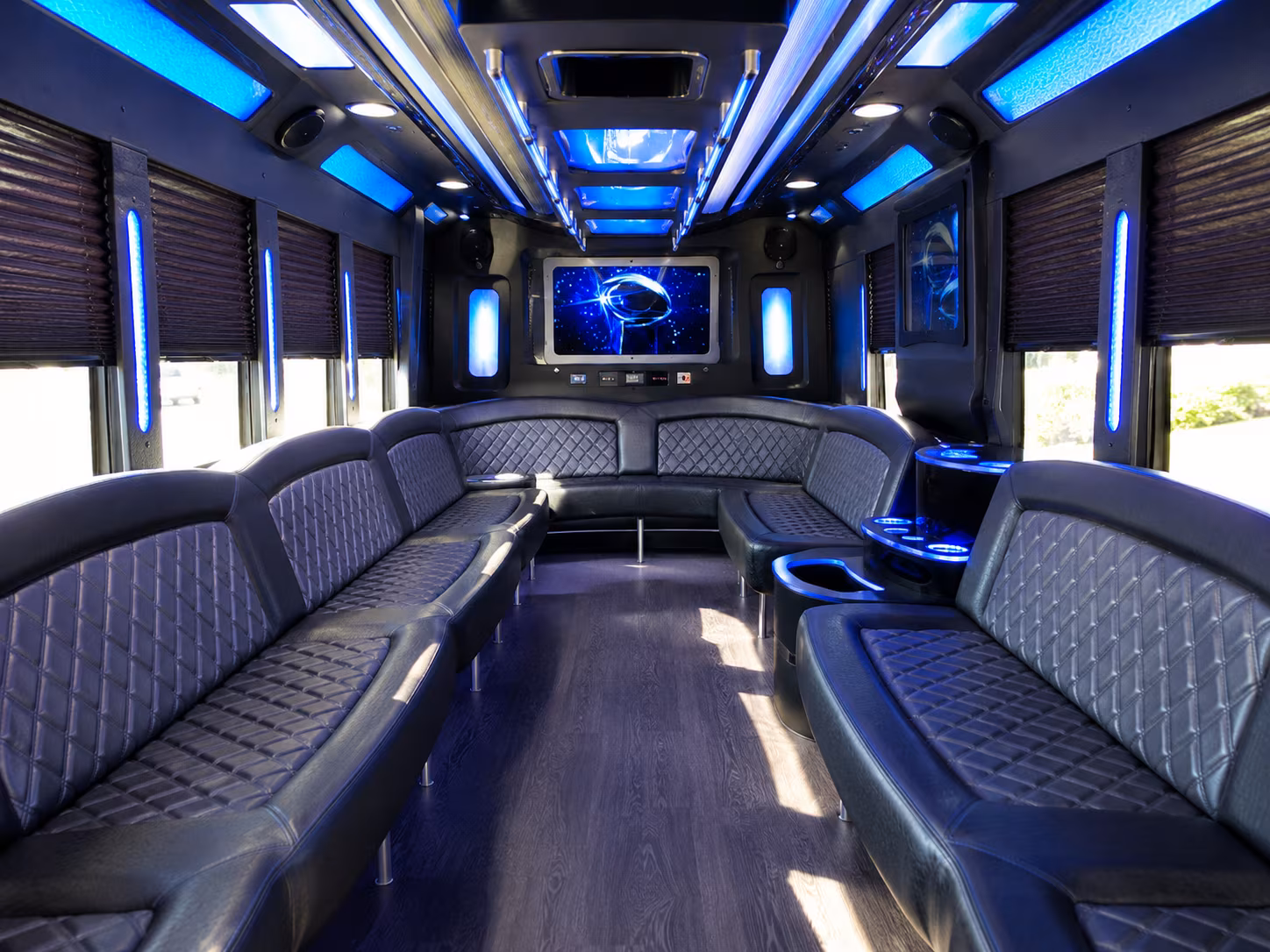 bowie 28 passenger party bus inside